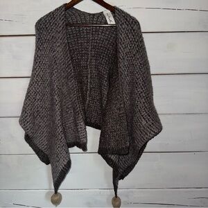 Gray Knit Shrug with Asymmetrical Design